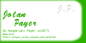 jolan payer business card